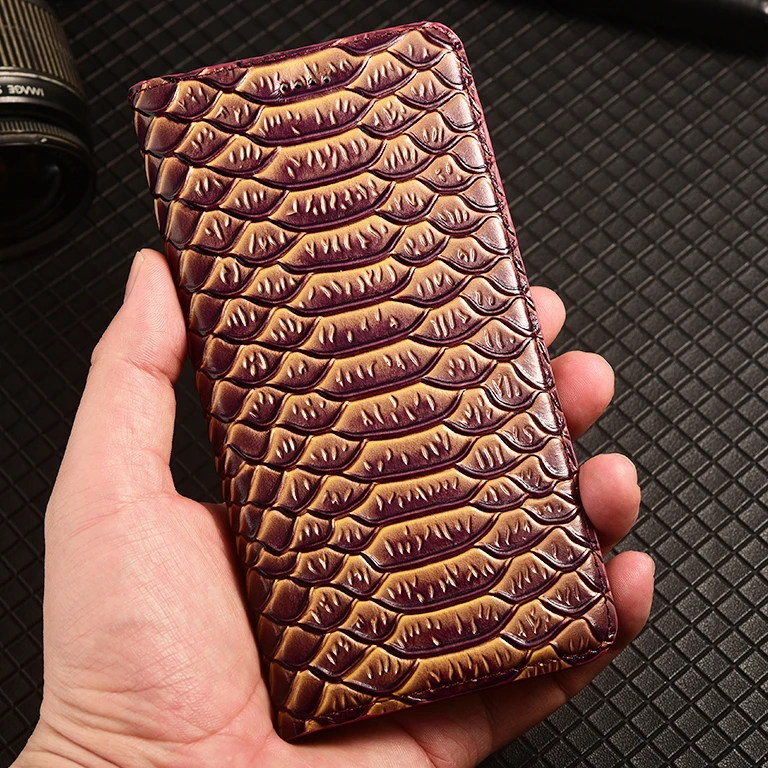 Snake Texture Genuine Leather Case For Asus Rog Phone II 3 5 5S 6 6D 7 Pro Ultimate ZS600KL ZS660K Business Phone Cover Cases