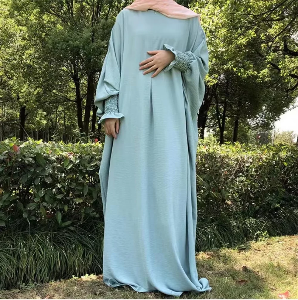 

Muslim Women Plain Abaya Eid Djellaba Islam Clothing Arab Robe Turkey Kaftan Ramadan Jalabiya Caftan Marocain Femme Prayer Dress