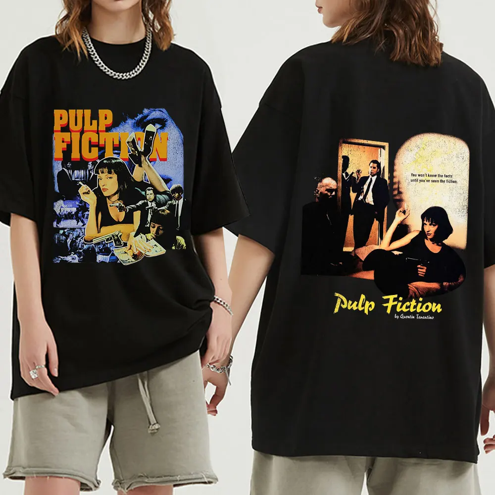 90s Movie Pulp Fiction Mia Wallace T Shirt Quentin Tarantino Men Women Fashion Vintage T-shirt Cotton Casual T-shirts Streetwear