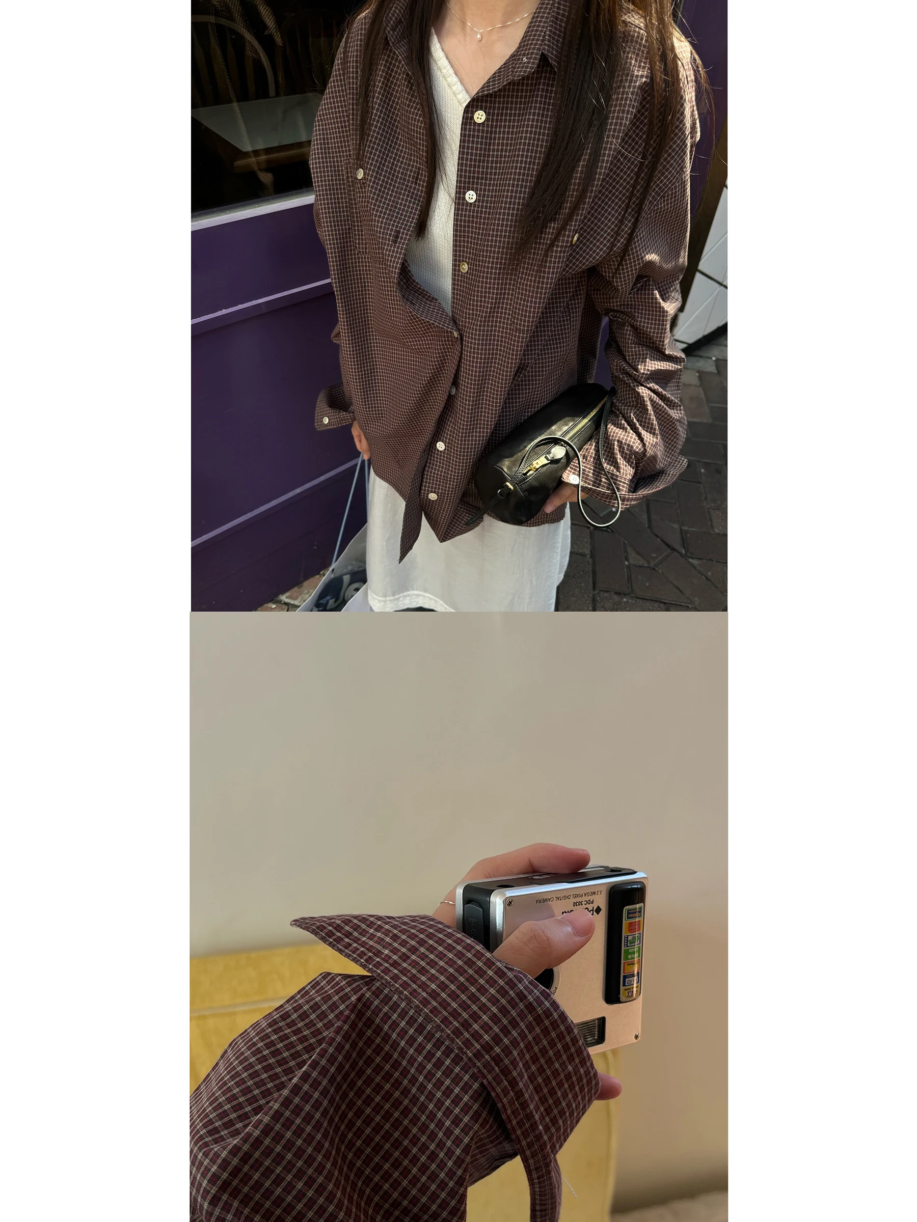 

POXFFEE Ретро красный клетчатый длинный женский осенний топ на пуговицах высокого класса, легкий антивозрастной топ Sli Ne