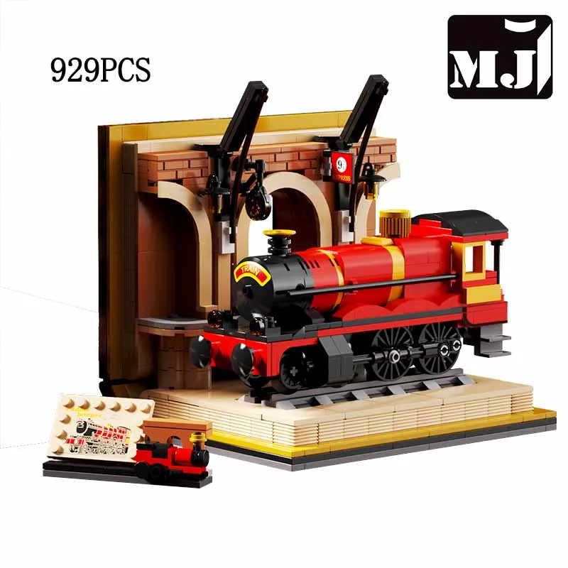 MJ BLOCK Magischer Bahnhof Modellbausatz Sammleredition Buch MOC Sets DIY Bausätze Bausteine Spielzeug für Kinder Geburtstagsgeschenk