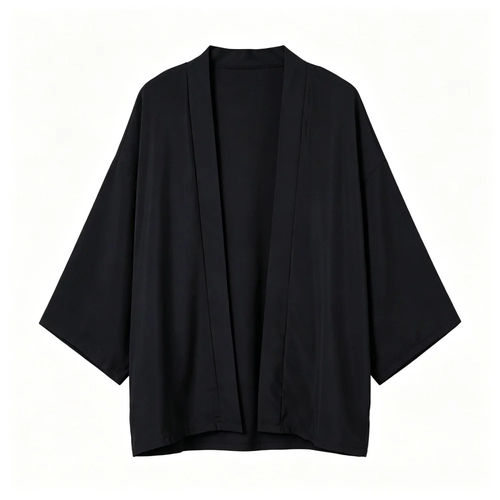 Short Kimono Cardigan Open Front Haori Jacket Loose 3/4 Wide Sleeve Unisex Cosplay Costume 15 Colors Available