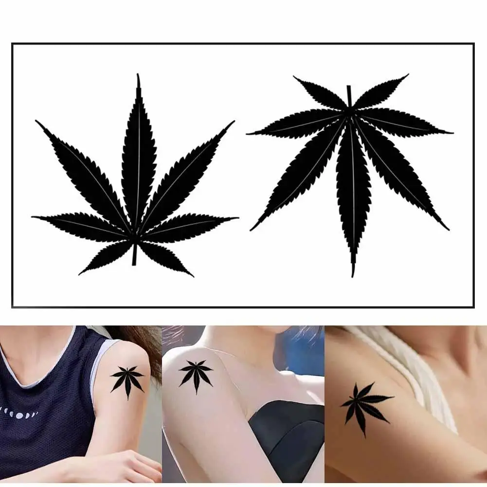 Waterproof Temporary Tattoo Sticker Black Maple Leaf Fake Tattoo For Women Men Body Art Shoulders Neck Arms Tatoo H2i5