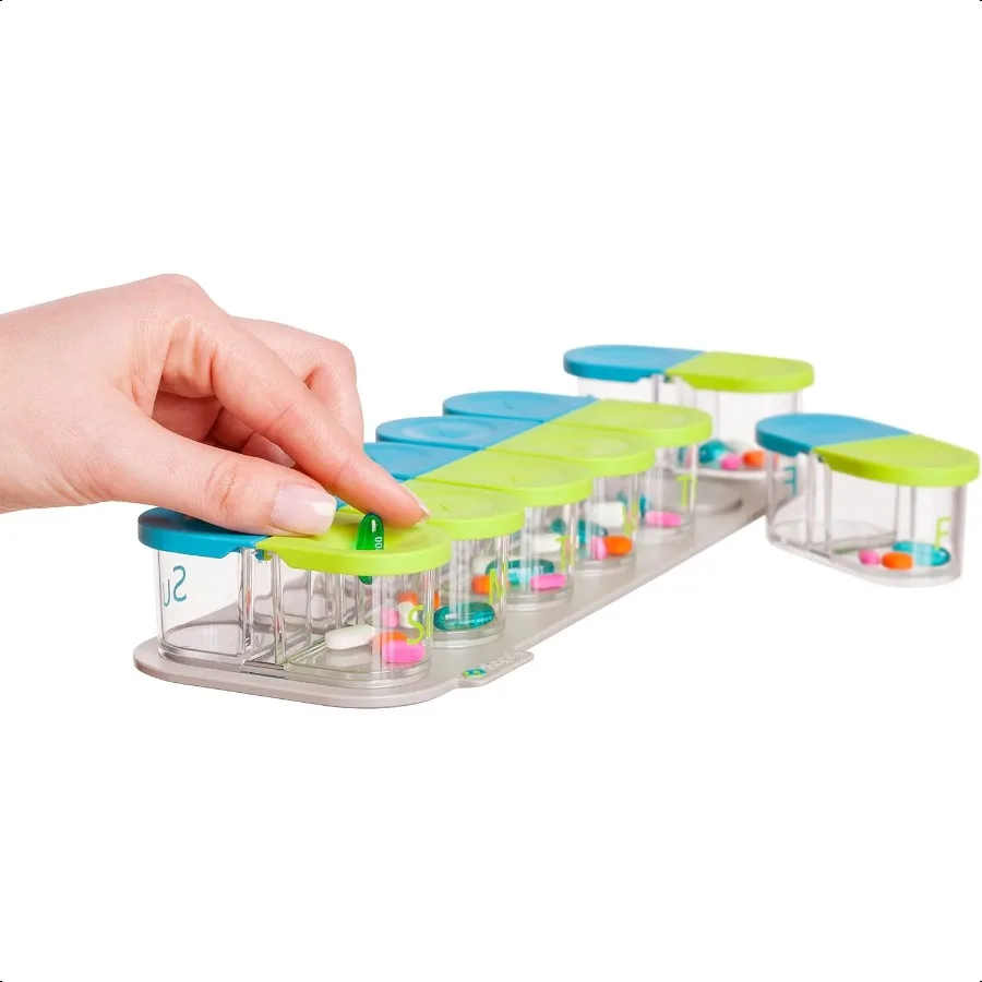 

Умный активный еженедельный органайзер для таблеток, планировщик таблеток AM PM с бесплатным приложением и 7 съемными капсулами