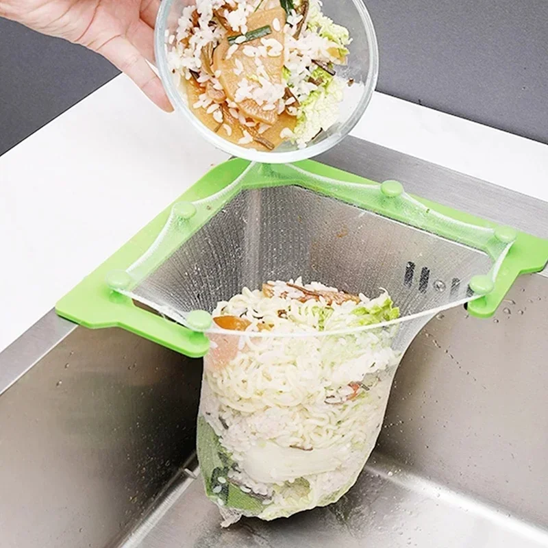Kitchen Triangle Sink Filter Drain Vegetable and Fruit Drain Basket  Suction Cup Rack Kitchen Storage Sink Garbage Filter Rack