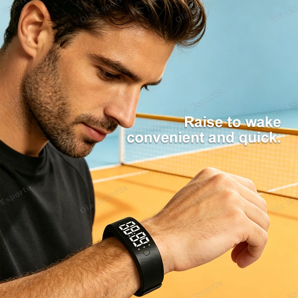 Reloj Despertador Digital LED con Alarma Ajustable y Antiruido, Pulsera con Podómetro, Resistente al Agua, Alarma Vibratoria HW12