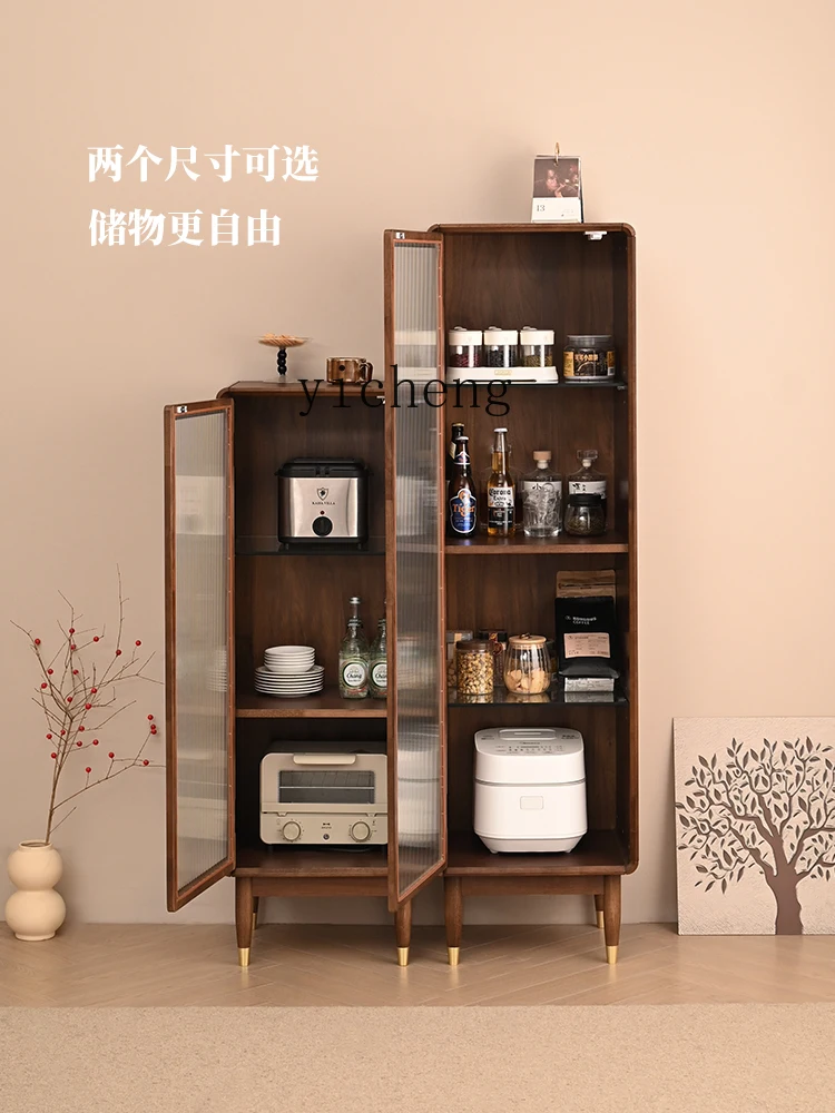 Zk Solid Wood Sideboard Simple Modern Glass Door Wine Cabinet Living Room Wall Display Cabinet