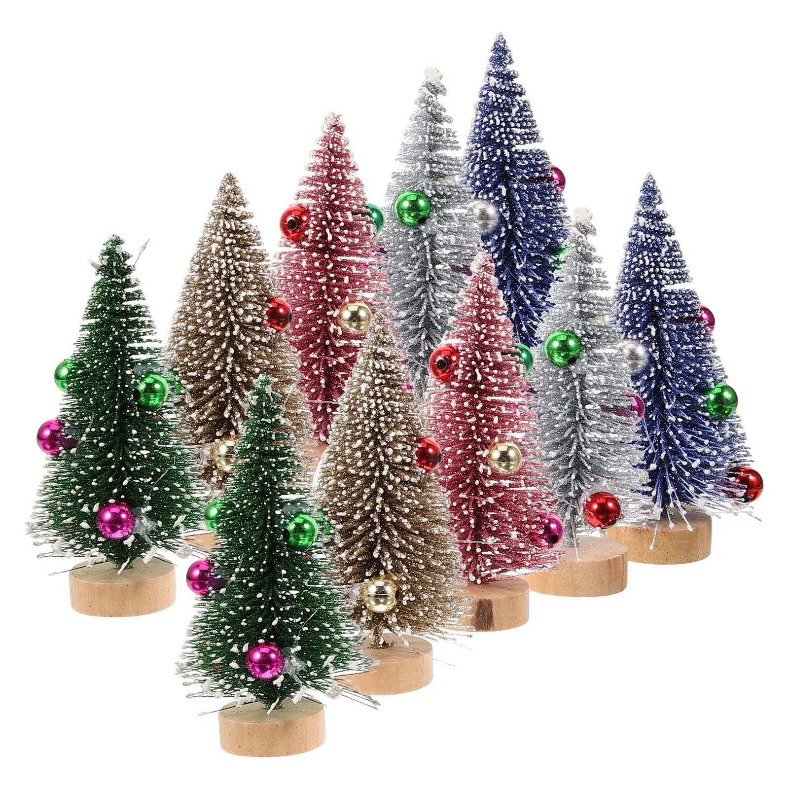 

12 Pcs Flocked Christams Tree Spiral Shape Desktop Christmas Small Trees for Decoration