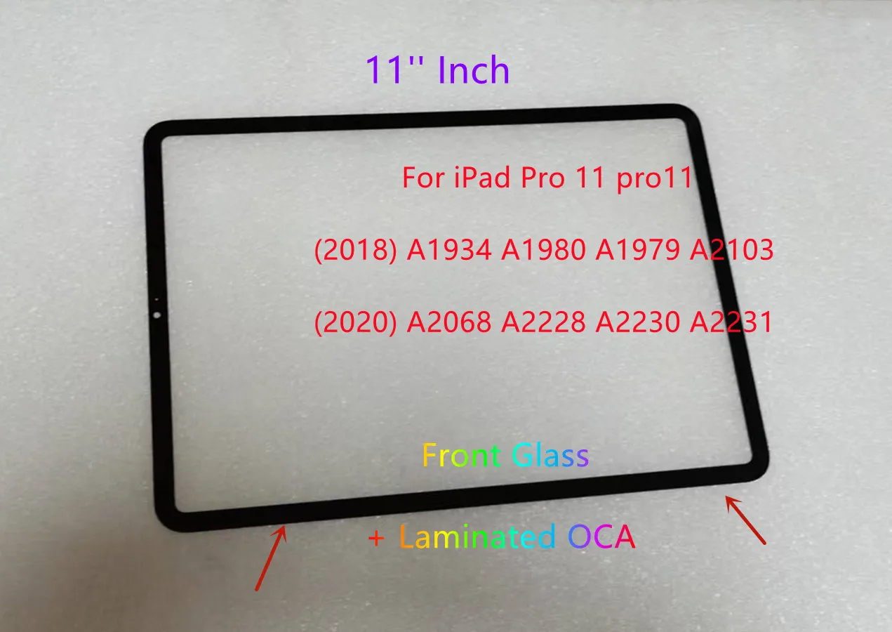 

Новое 11-дюймовое переднее стекло для iPad Pro 11 (2020) A2068 A2230 A2228 A2231 (2018) A1934 A2103 A1980 A1979 + ламинированное OCA-покрытие