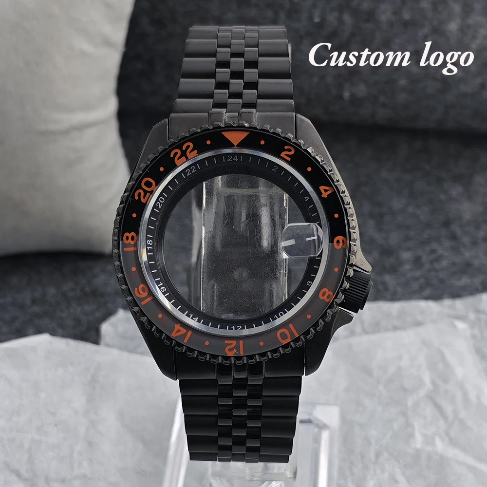 

NH34/NH35 case men's watch custom logo case black stainless steel case suitable for NH34 NH35 movement watch accessories