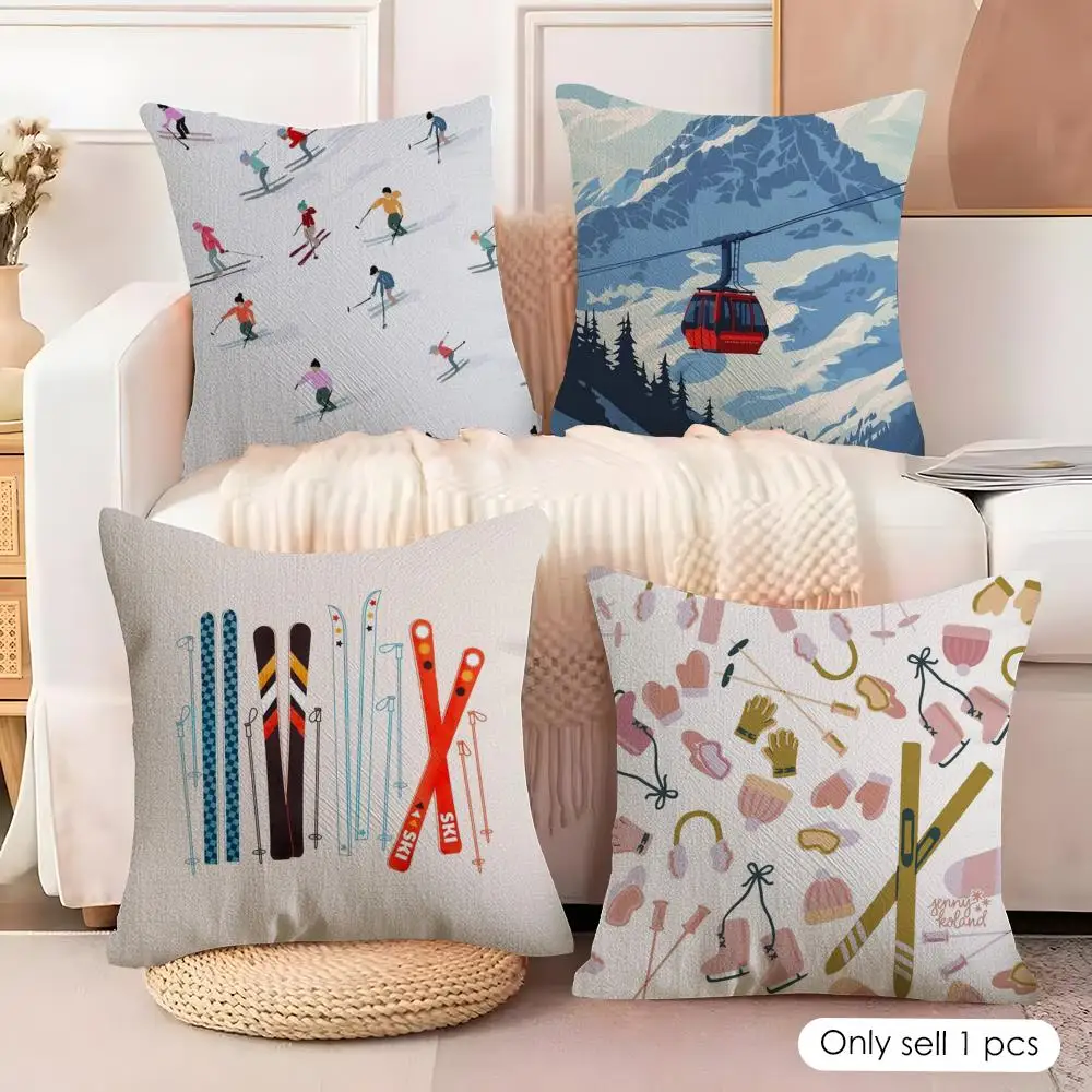 Ski Resort Prop Cushion Cover Pillowcase Ultra Soft Skin Friendly Fabric Cloud Like Comfort & Concealed Zipper