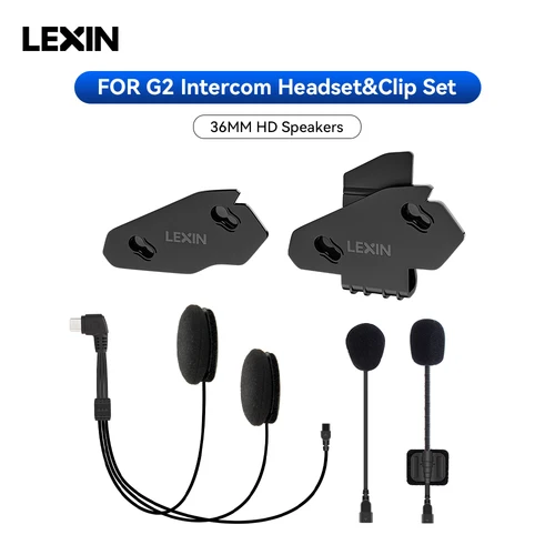 Imagen 1 del producto LEXIN-G2 Intercomunicador para motocicleta, auriculares y accesorios con Clip para casco completo/medio, enchufe para auriculares