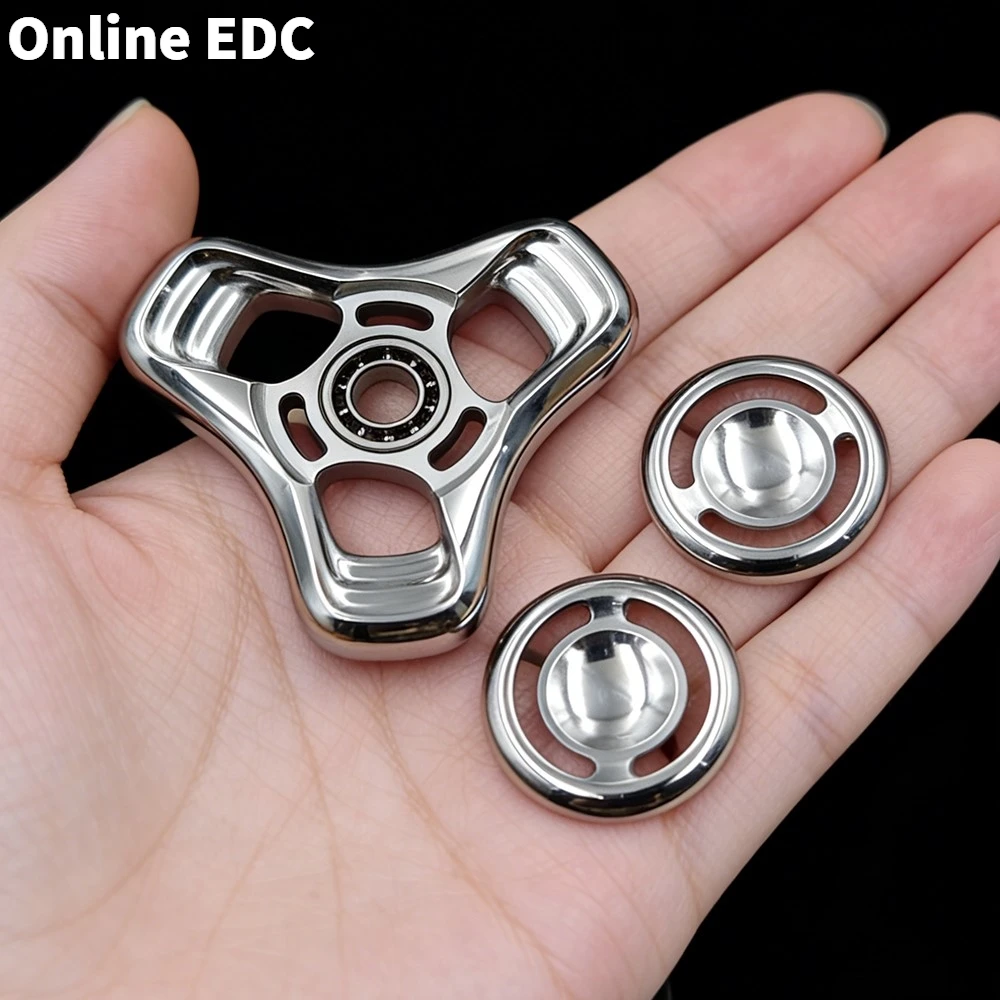 المفصلية Nini EDC المملوكة مسبقًا فيدجيت سبينر من الفولاذ المقاوم للصدأ المصقول للتعامل مع ملمس ثلاثي الشفرات #4