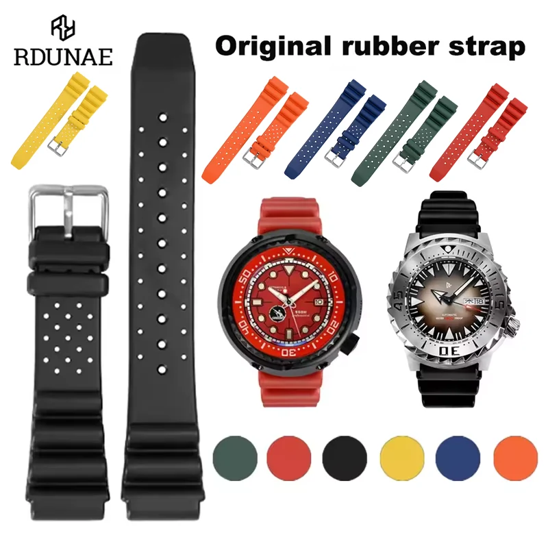 

RDUNAE Rubber Watchband Band High Quality Watch Quick Replace Original strap 20/22MM Universal Mens Diver Waterproof Watch Band