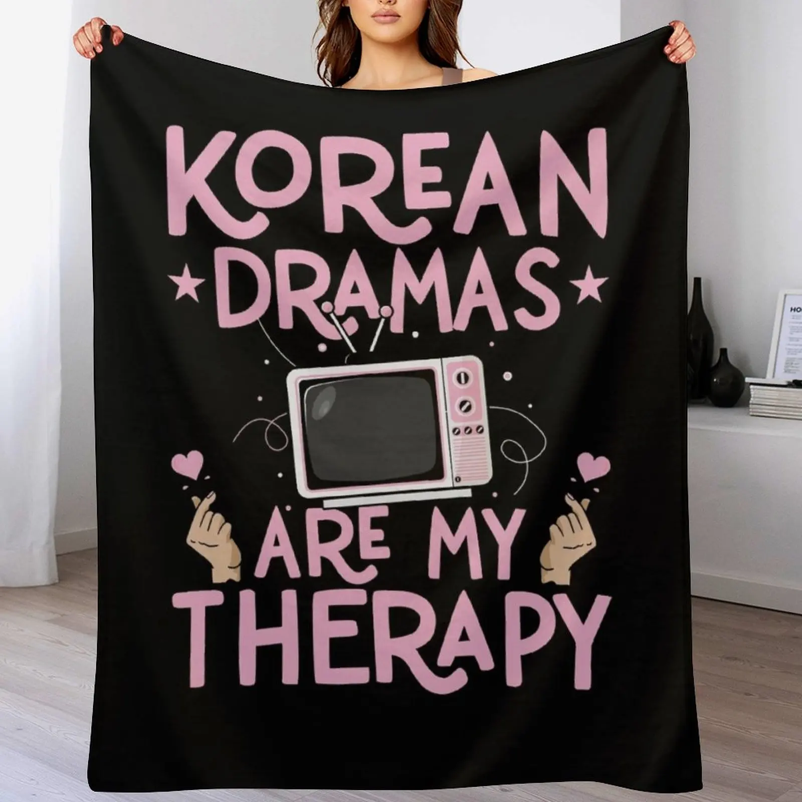 Korean Dramas Are My Therapy Shirt, K-Drama Fan Shirt, K-Drama Addict Shirt, Korean Drama Lover Korea Oppa K Drama Throw Blanket