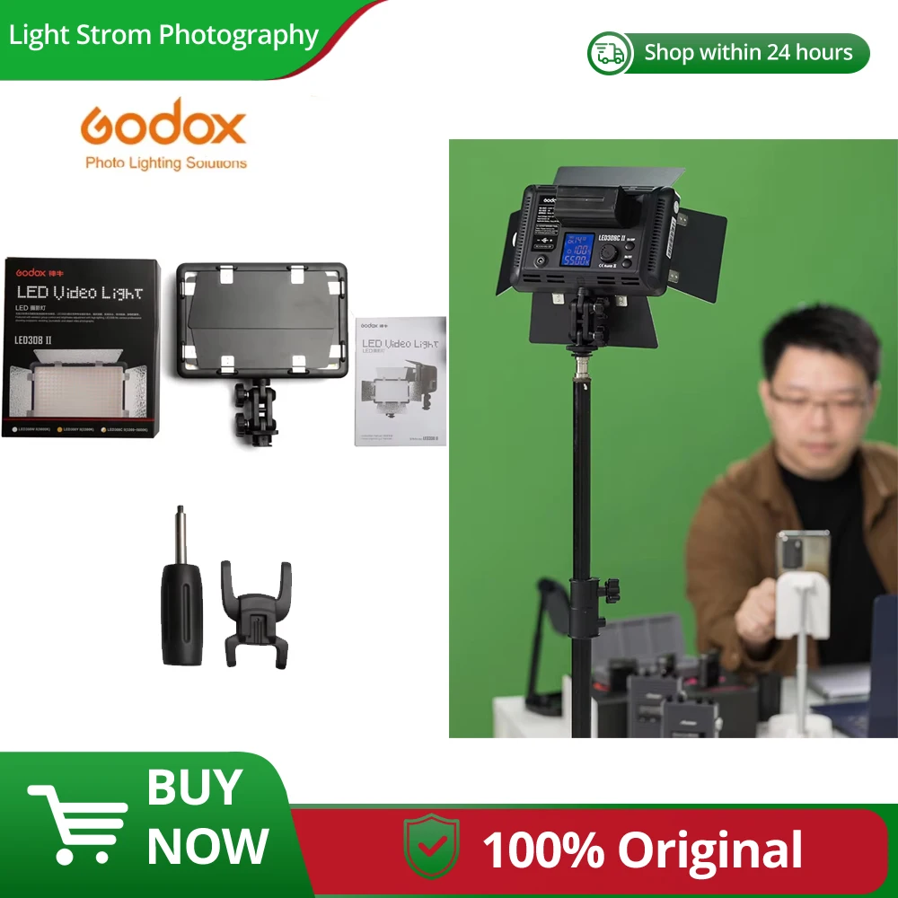 Godox LED308C II LED308 3300K-5600K LED الفيديو الضوئي مصباح لكاميرا كاميرا الفيديو الرقمية + NP770 4400Ahm بطارية وشاحن #1