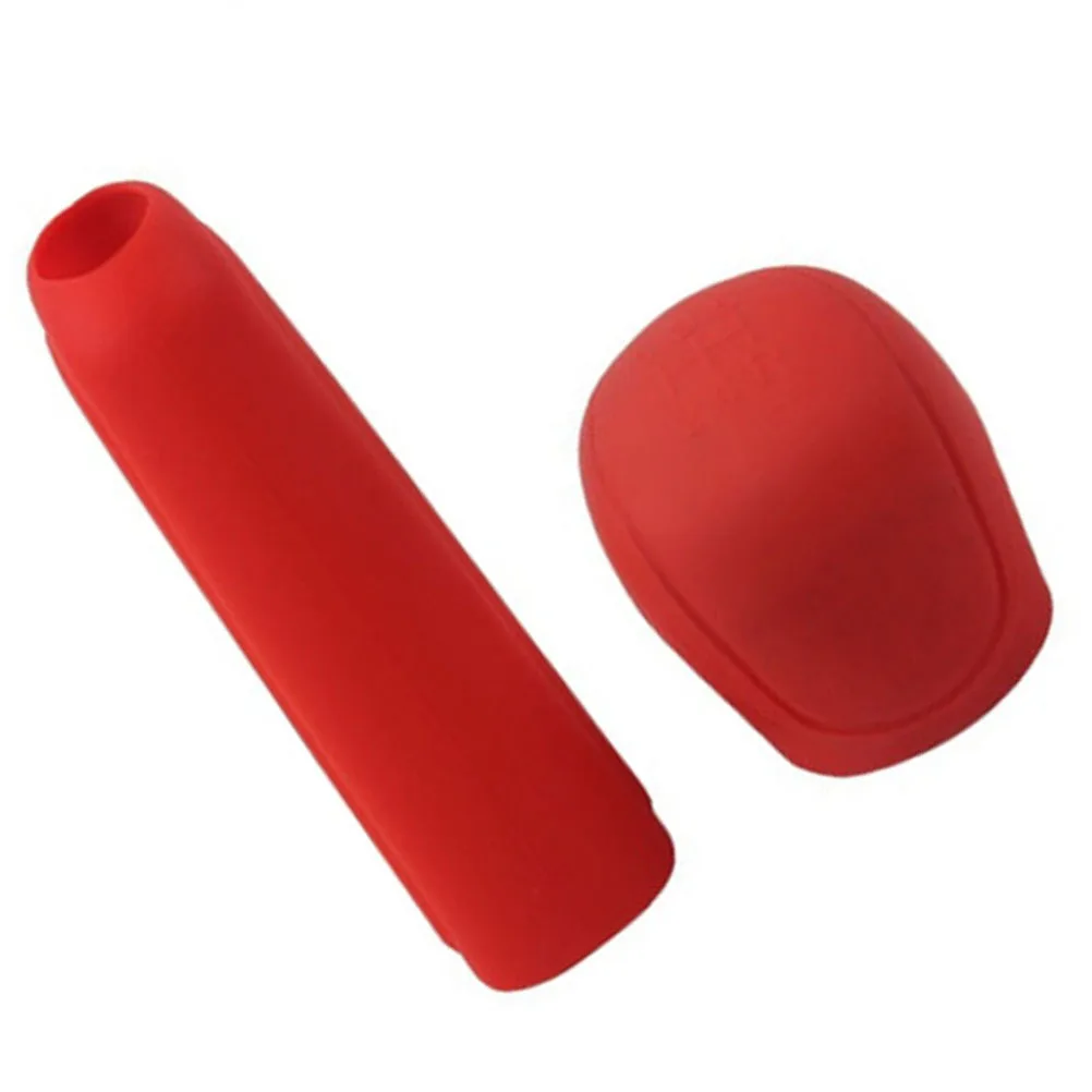 

2pcs Silicone Gear Knob Cover Oval Car Shifter Protector Dust-Proof Scratch Resistant Shift Handle Cover For Auto Interior Red