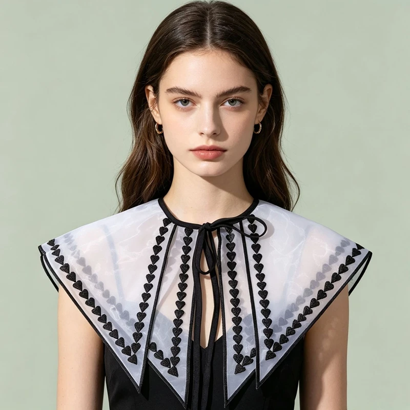 AliExpress – Elegant Sheer False Collar Double Layer Detachable Collar Shawl Lapel Shoulder Wrap Sweater Dress Neckwear Decor Accessories