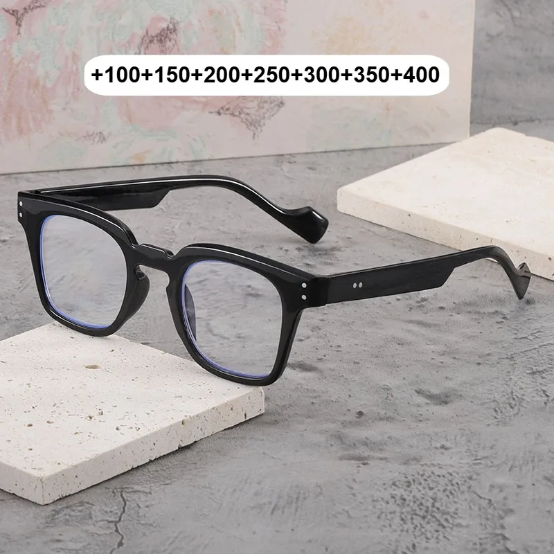 Square Reading Glasses Men Women Black Frame Presbyopia Eyeglasses Far Sight Optical Eyewear Spectacles Diopters +1.0+1.5+2.0