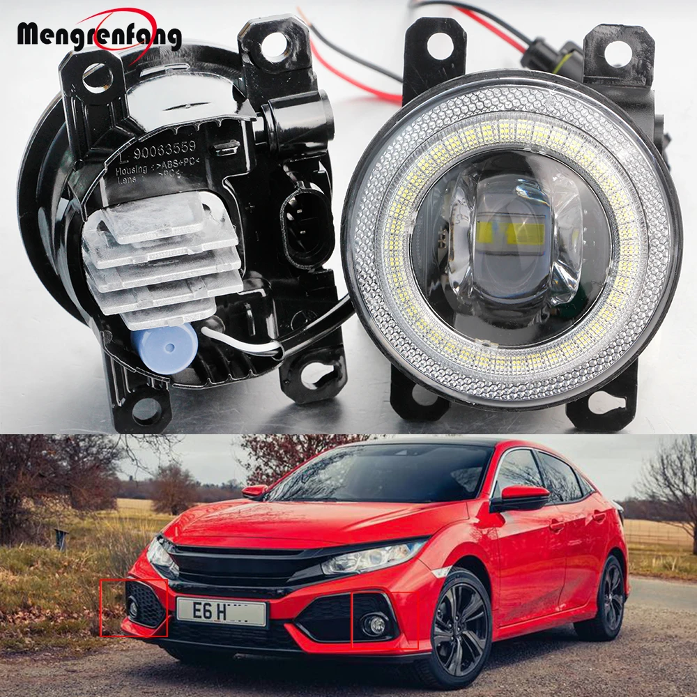 2 Pieces 30W H11 Car LED Fog Light Angel Eye Daytime Running Lamp DRL For Honda Civic Hatchback (Including Type R) 2016-2021