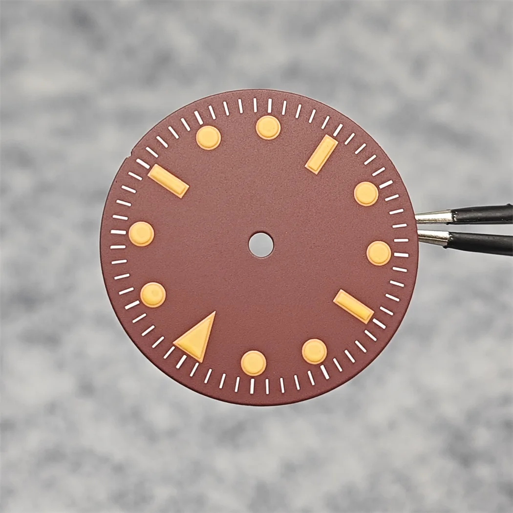 Orange Scale Red Watch Dial No Calendar Window Without Date Watch Accessories No Luminous Suitable for NH35/ 8215/ 2836 Movement