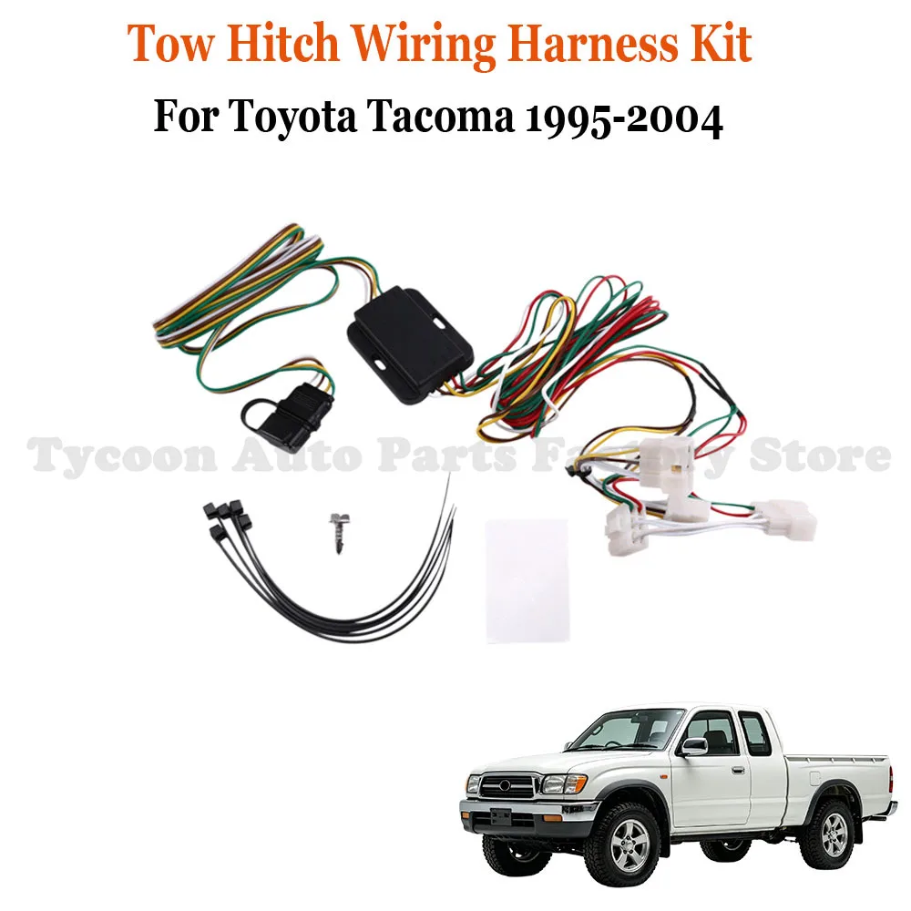 Plug‑and‑Play 4‑Way Flat T‑Connector Trailer Wiring Harness Kit for Toyota Tacoma 1995‑2004 4 Pin Tow Hitch Light Wire Adapter
