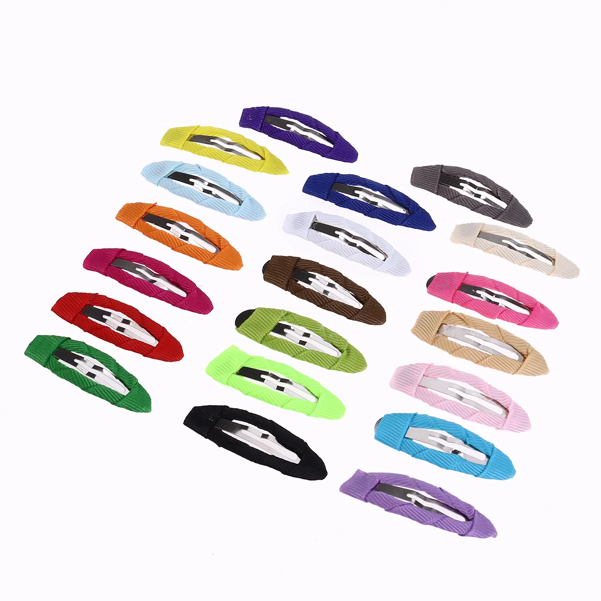 

20Pcs Hair Clips Grosgrain Ribbon Covered Non Slip Barrettes Bright Colors 2 Inch Hair Accessories for
