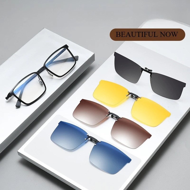 Okulary korekcyjne męskie z magnetycznymi oprawkami, ultralekkie okulary przeciwsłoneczne do krótkowzroczności, oprawki z aluminium i magnezu TR, anty-ultrafioletowe, polaryzacyjne.