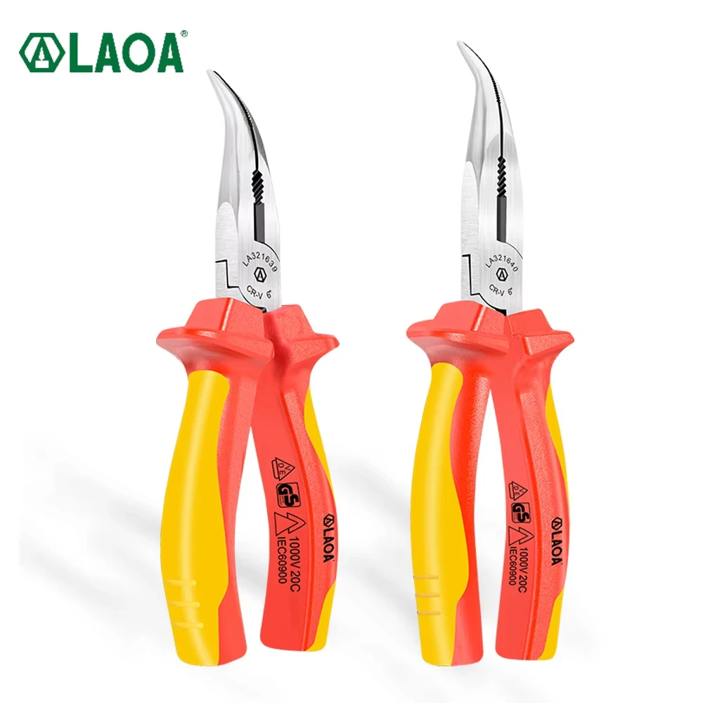 VDE Curved Needle Nose Pliers Isolated Wire Cutter Cr-V Electrician Pliers Multifunction Hand Tools