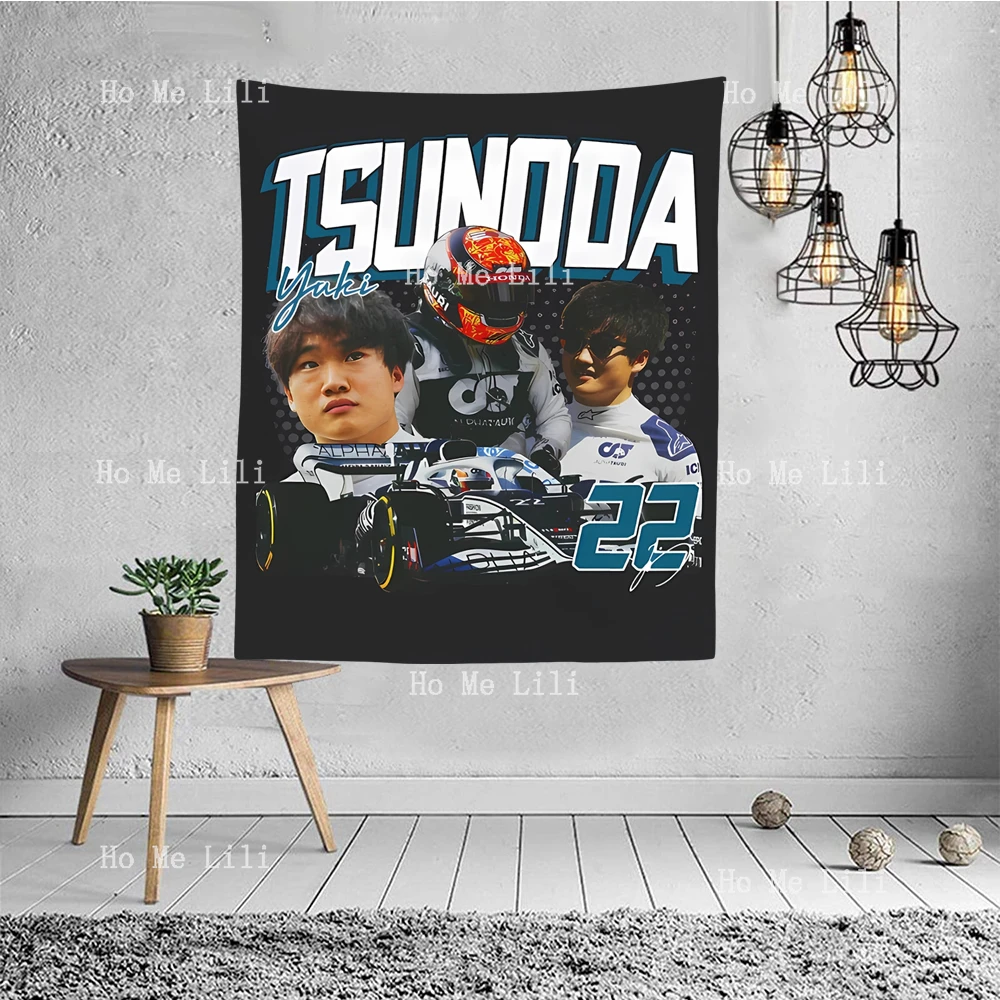 Yuki Tsunoda Graphic Racing Helmet Gifts For Fans Personalized Tapestry For Livingroom Decor