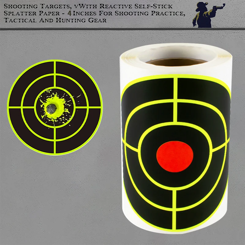 100Pcs 4inch Yellow and Black Circle Red Target Stickers for Shooting Practice, Splatter Target Stickers, Fluorescent Color Labels (Can Be Used for Real Gun Practice and Airgun Practice)