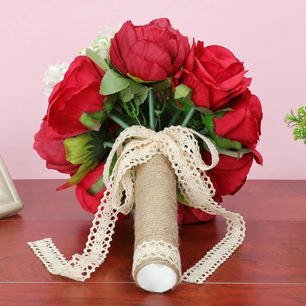 

1Pcs Romantic Red Wedding Bouquet Simulated Rose Flower Bridal Bouquet for Bride Wedding Ceremony Party Decor Bridal Flower