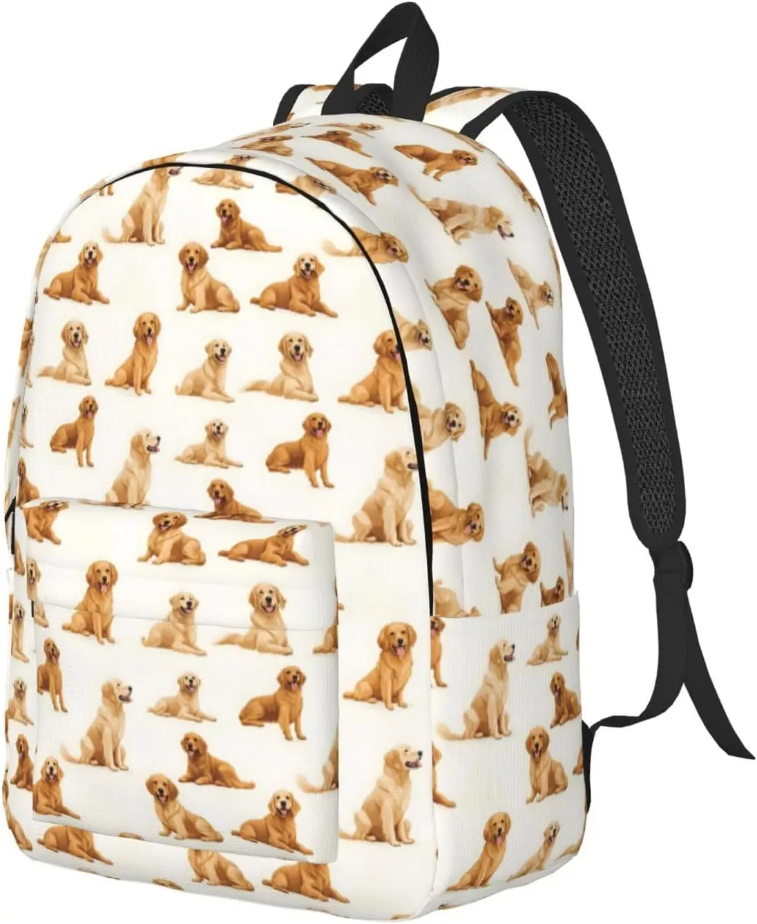 Cool Golden Retriever Print Lightweight Canvas Backpack, Backpack For Women Men Couples, Travel Laptop Bag