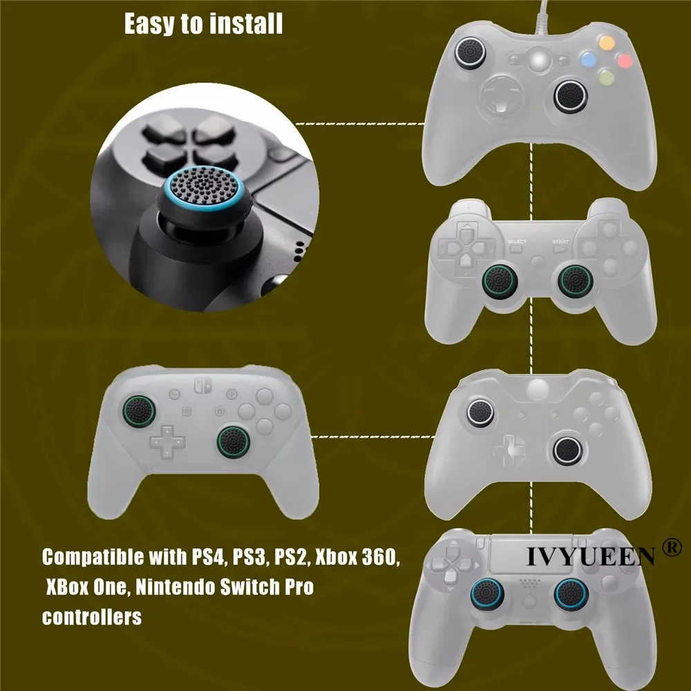 Ivyueen analógico polegar vara apertos capa para dualshock 5, 4, ps5, ps4, ps3, xbox um x s 360, 200 pcs