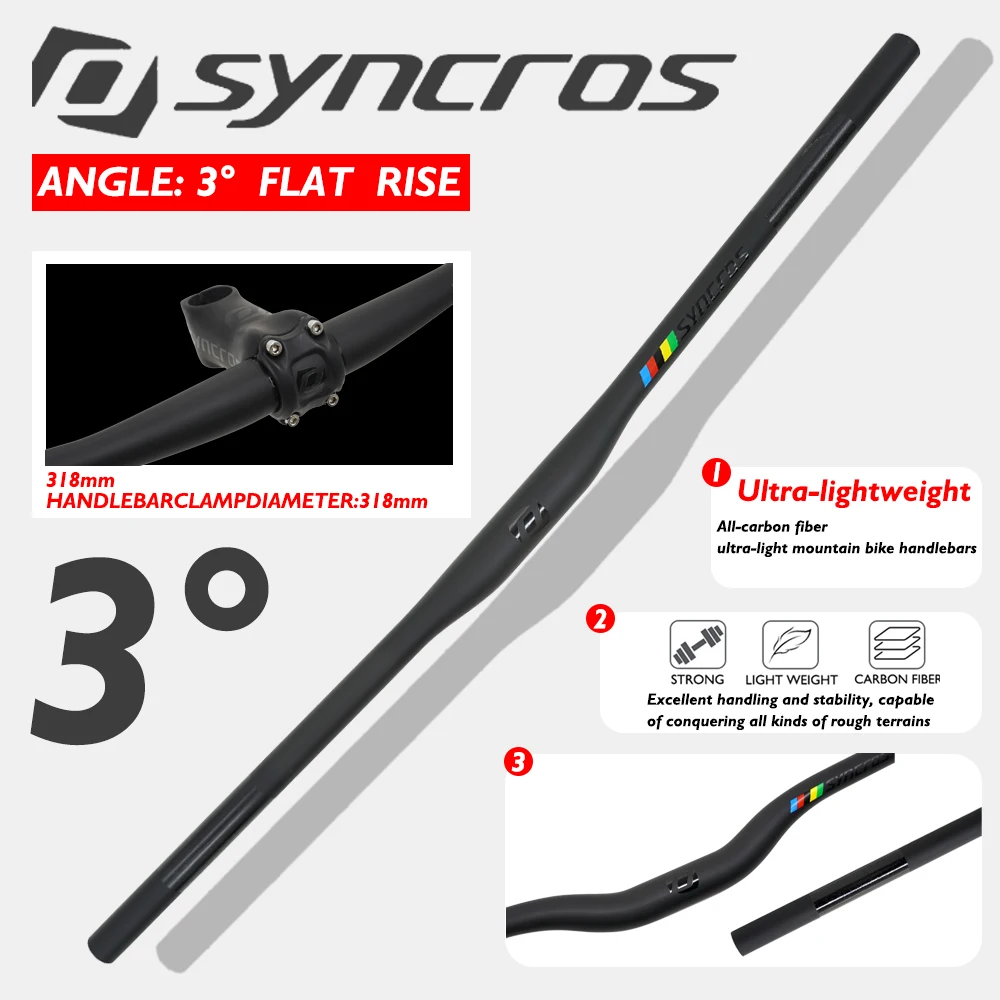 

Ultra-light carbon fiber MTB handlebar, 31.8mm, 700-740mm, 3° flat bar/rising bar/9°crossbar-no fatigue for long-distance riding