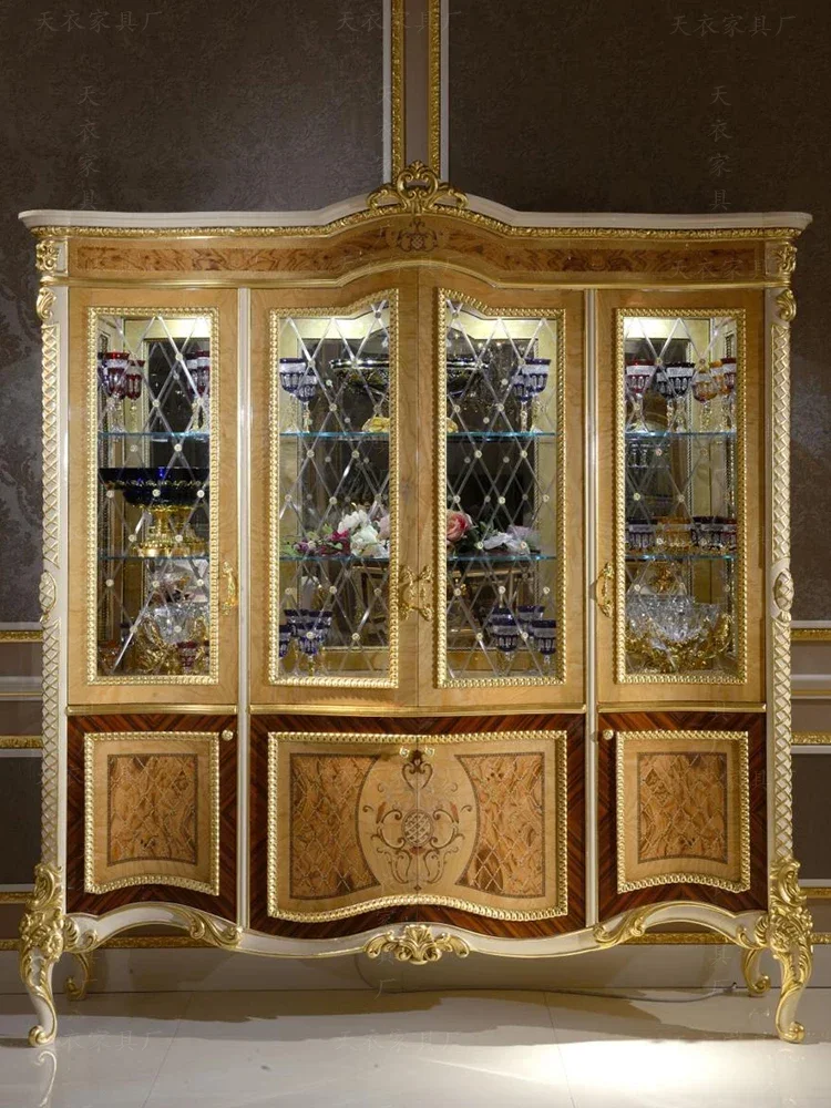 European palace villa living room wine cabinet four doors Italian luxury home wine cabinet custom