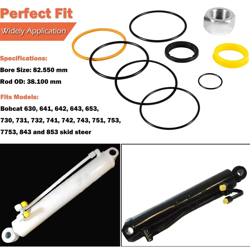 (9 Pcs) 7135551 Tilt Hydraulic Cylinder Seal Kit Fits for Bobcat Skid Steer Loader  632 641 642 643 742 751 753 843 853 More