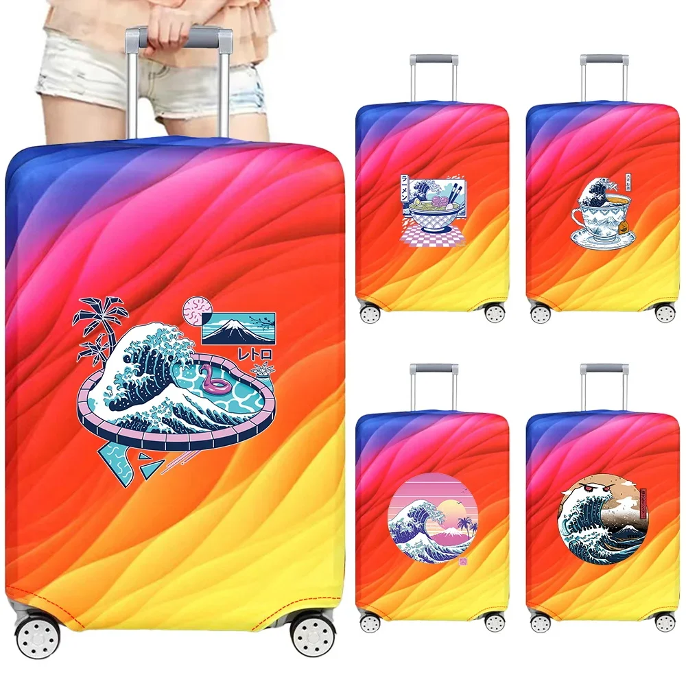 Stretch Fabric Luggage Protective Cover Simplicity Suitcase Trunk Holders Case Portable Travel Accessories Wave Pattern Printing