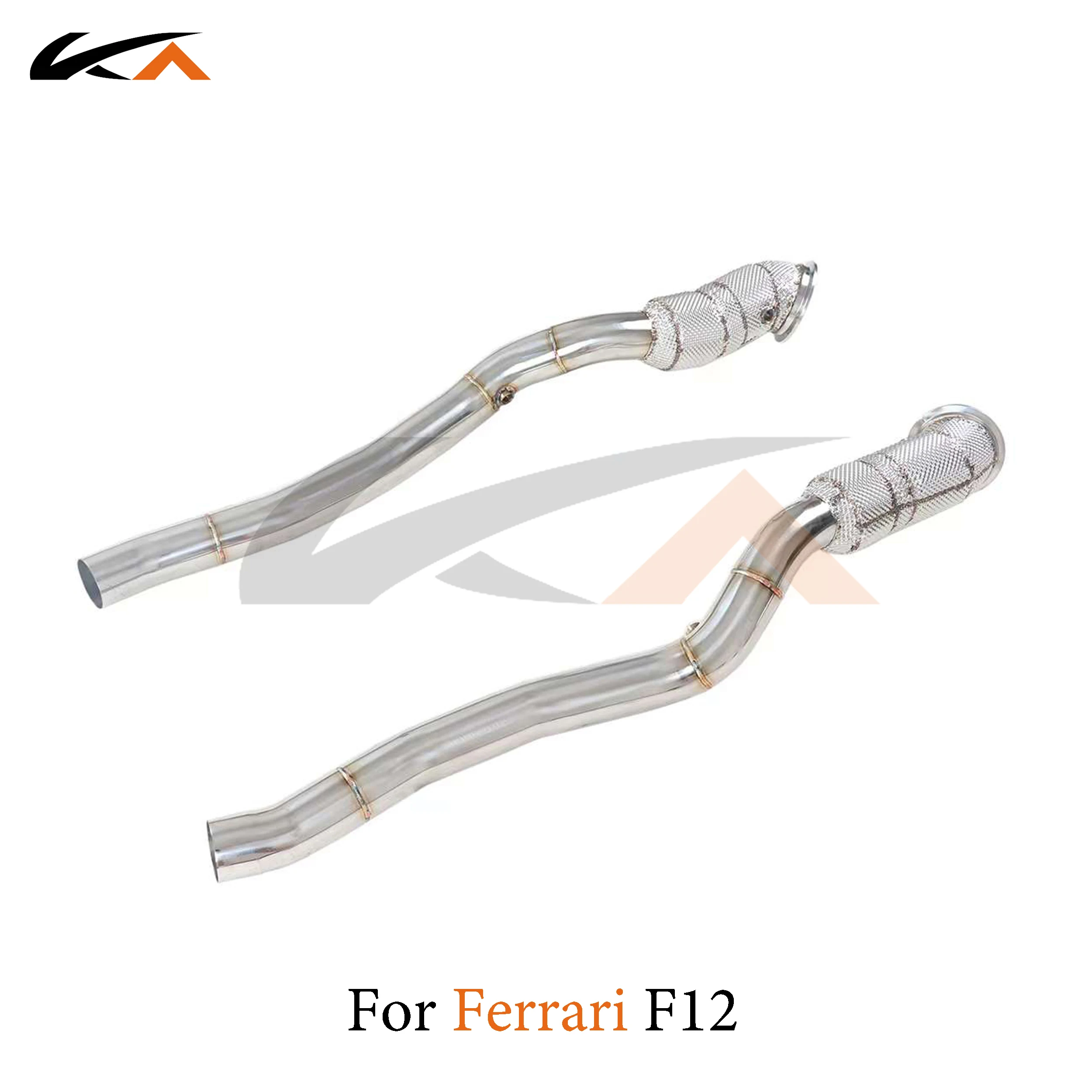 KA Tuning downpipe exhaust stainless headers for Ferrari F12 V12 6.3 axle pipe performance parts heat shield catted