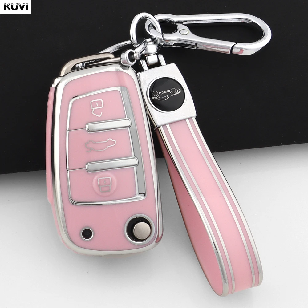 لأودي A1 A3 8P 8L A4 A5 B6 B7 A6 A7 C5 C6 4F Q3 Q5 Q7 Q8 TT S3 S4 S6 RS موضة بولي يوريثان سيارة الوجه مفتاح غطاء قذيفة الملحقات