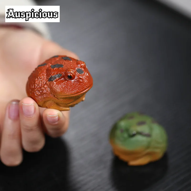 Yixing Purple Sand Tea Pet Golden Toad Bulbasaur Frog Seed Small Horn Can Keep Tea Play Figurine Toy Sculpture Cha Accessories