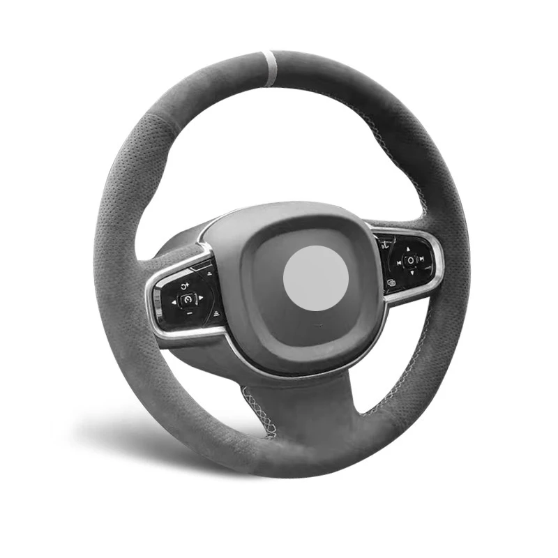 Genuine Leather Suede Steering Wheel Cover Wrap White Thread Car Accessoires Specifically for VOLVO XC90 S90 XC60 S60 V90 CC