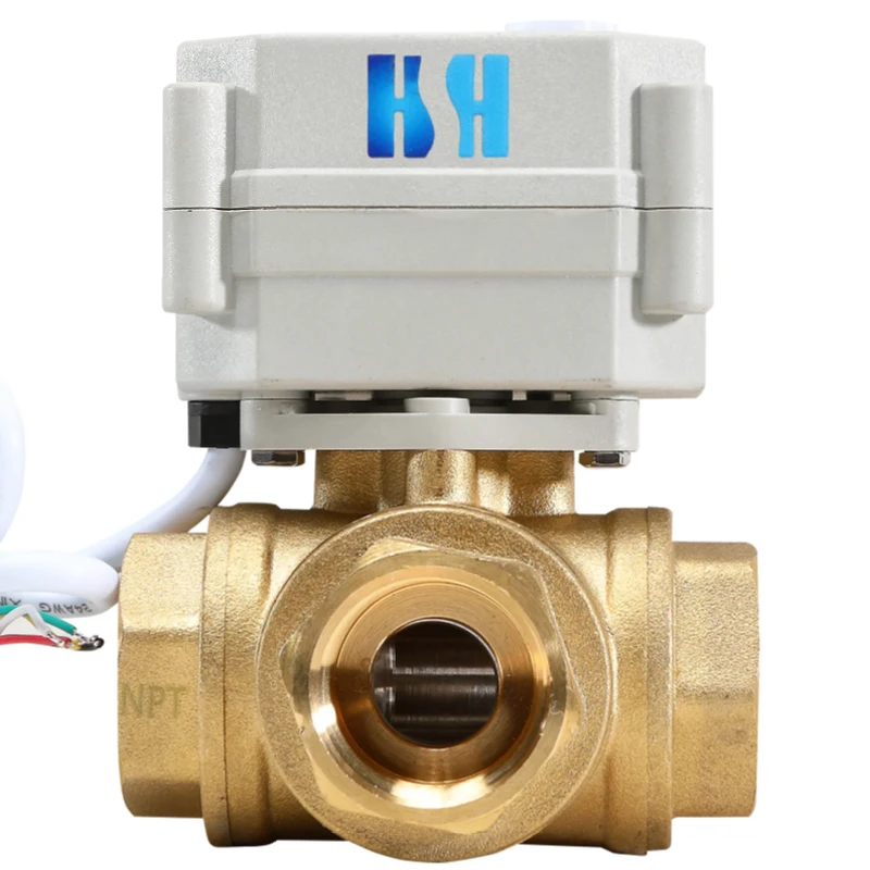 3 Way L-type 3/4“ DN15 Electrical Ball Valve DC5V/12V/24V Reduce Bore BSP 5 Wires Switching Control Ball Valve Position Feedback