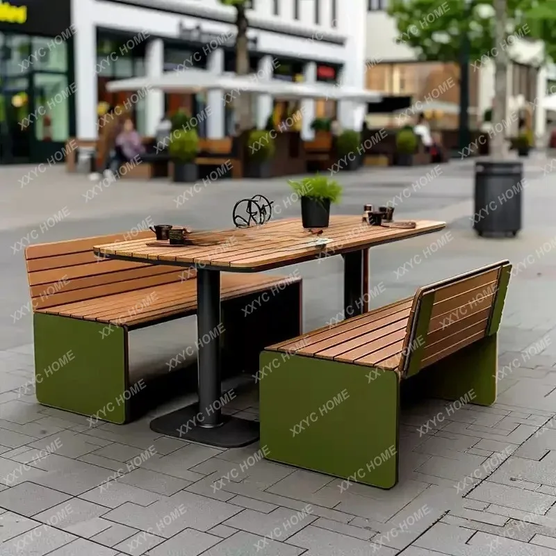 XXHot sales  Outdoor wrought iron table and chair combination milk tea shop coffee shop terrace, sun protection, camping,