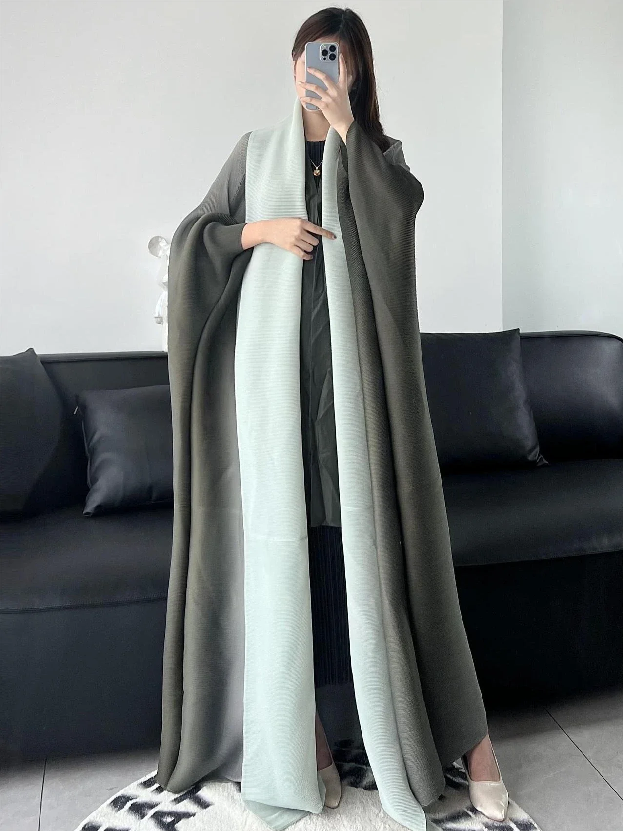 Muslimische Abaya Frauen Fledermaus Ärmel Plissee Strickjacke Offenes Kleid Marokko Kaftan Dubai Abayas Plus Größe frauen Luxus Mantel Eid Ramadan