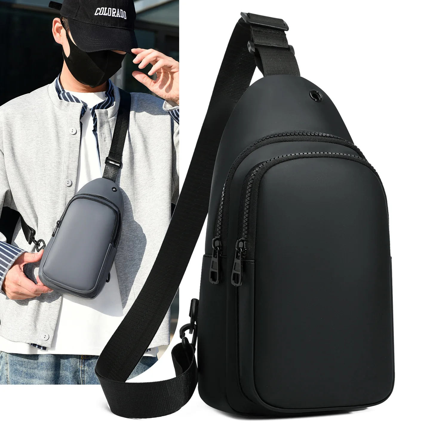 New Waterproof Men's PU Single Shoulder Bag - Stylish Multi-functional Crossbody Bag for Outdoor Activities - Front Pocket Bag