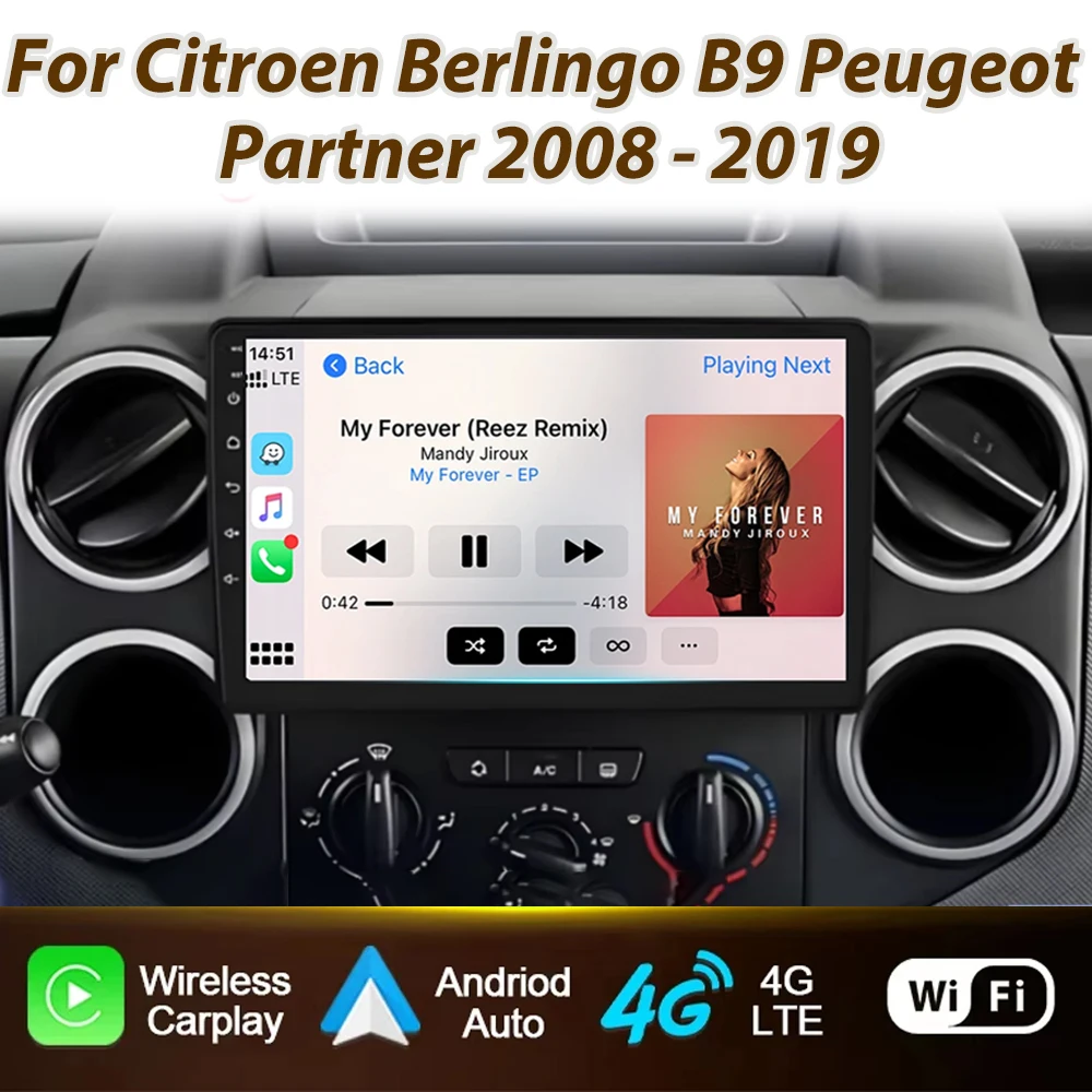 Car Radio Carplay For Citroen Berlingo B9 Peugeot Partner 2008 - 2019 Android Player Stereo Navigation 2din Intelligent Screen