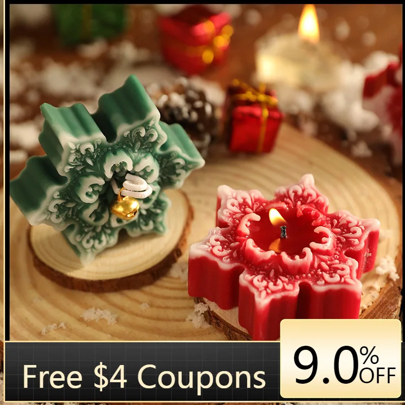 Christmas Snowflake Scented Candle for Home Party Decorations and New Year Photography Props