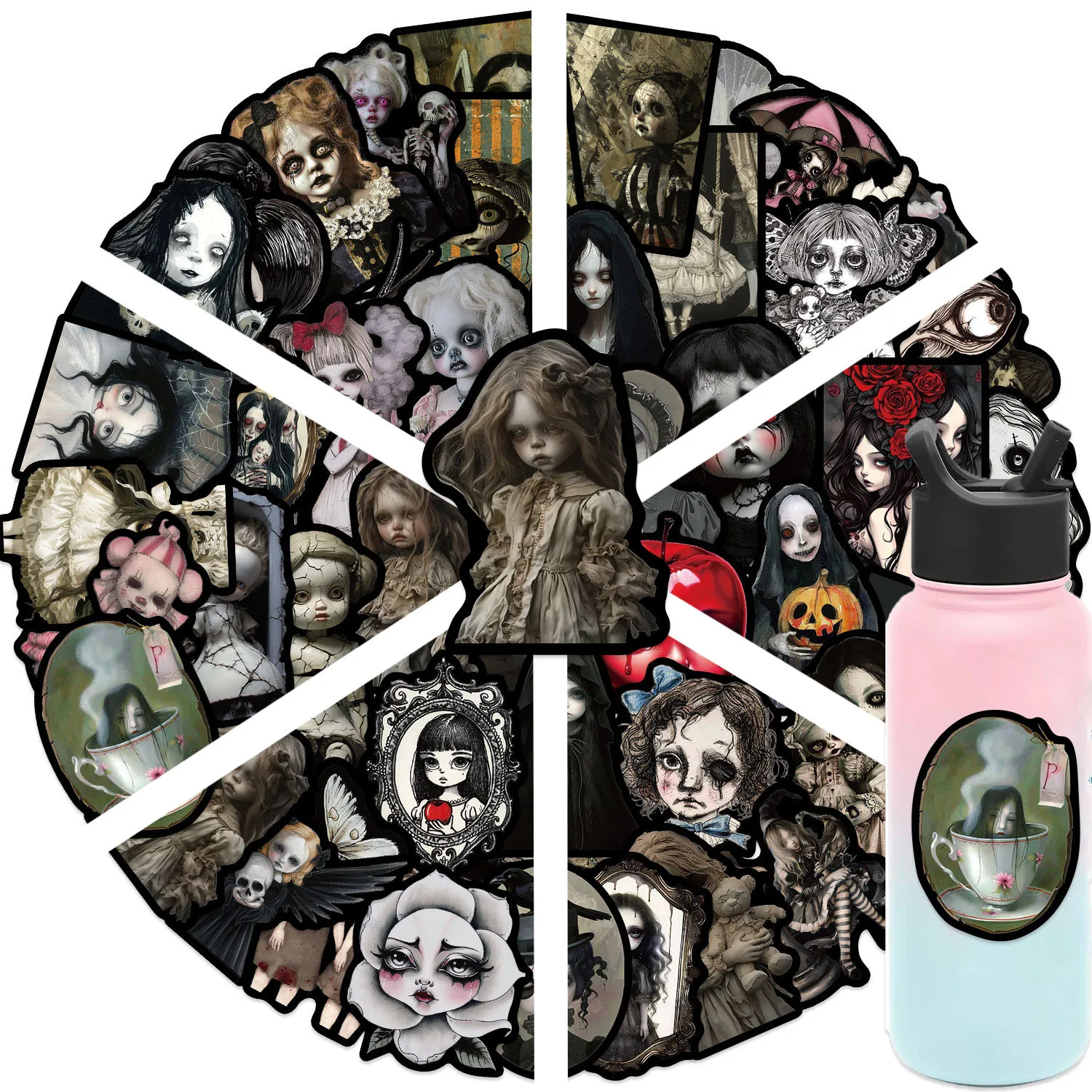 

﻿ 10/30/50pcs Dark Horror Dolls Stickers For Suitcase Skateboard Laptop Luggage Fridge Phone DIY Decal Car Styling Pegatina ﻿