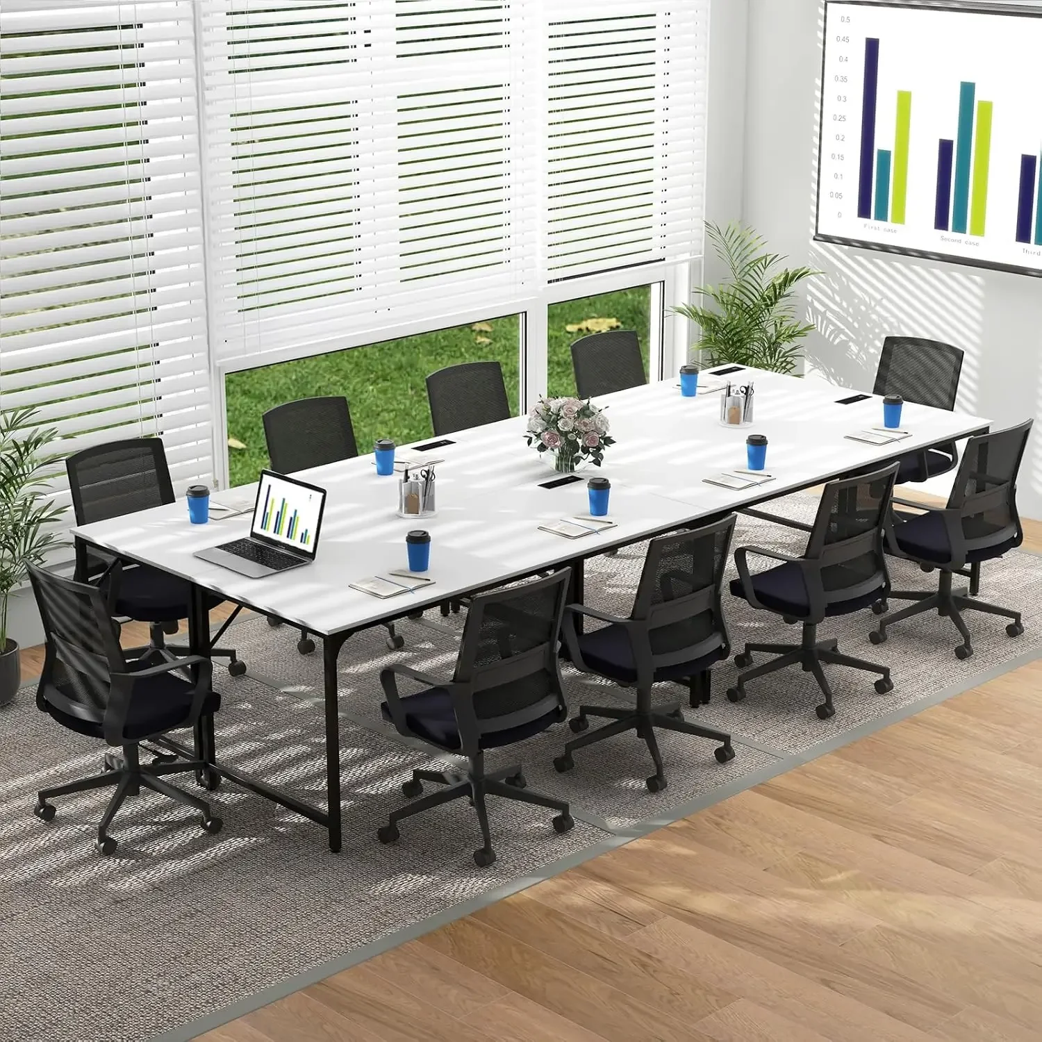 Conference Desk Set com saco de armazenamento e auscultadores gancho, resistente Metal Frame, sala de reuniões moderna, 60"